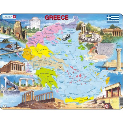 Larsen-K54-GB Puzzle Cadre - Carte de la Grèce (en Anglais)