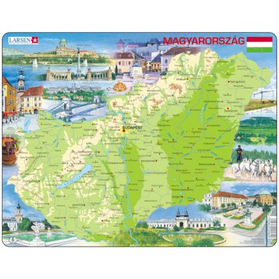 Larsen-K60-HU Puzzle Cadre - Carte de la Hongrie (en Hongrois)