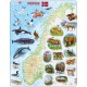 Puzzle Cadre - Carte de la Norvège avec ses Animaux (en Norvégien)