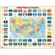 Puzzle Cadre - Carte et Drapeaux des Etats-Unis (en Anglais)
