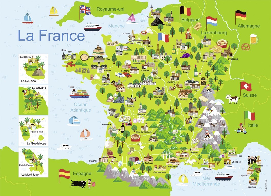 Puzzle Michèle Wilson Enfant 100p - Carte de France des Départements