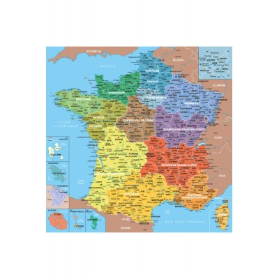 Puzzle-Michele-Wilson-W80-24 Puzzle en bois - Art Maxi 24 pièces - Géographie : Carte de France