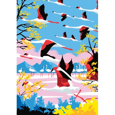 Hachette-Puzzle-0001 L'Envol des Flamants Roses