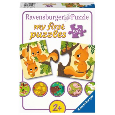 Ravensburger-03123 9 Puzzles - Les Animaux et leurs Bébés