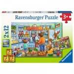 Ravensburger-05076 2 Puzzles - Chez l'Epicier