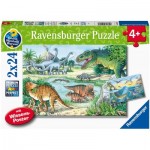Ravensburger-05128 2 Puzzles - Les dinosaures et leurs Habitats