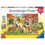 Ravensburger-05178 2 Puzzles - At the Stables
