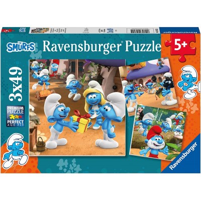 Ravensburger-05625 3 Puzzles - Les Chtroumpfs