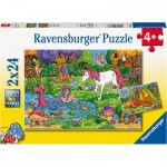 Ravensburger-05637 2 Puzzles - Magic Forest