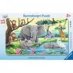 Ravensburger-06136 Puzzle Cadre - Animaux d'Afrique