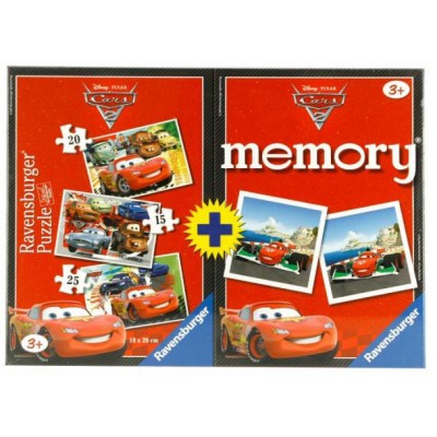 Ravensburger-07227 3 Puzzles + 1 Mémory 48 pièces - Cars