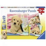 Ravensburger-08065 3 Puzzles - Chiots