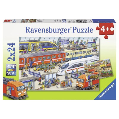 Ravensburger-09191 2 Puzzles - Agitation à la Gare