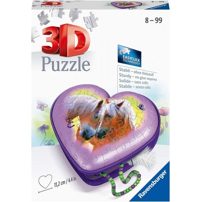 Ravensburger-11171 Puzzle 3D - Boîte Coeur - Chevaux