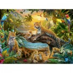 Ravensburger-17435 Famille de léopards dans la jungle