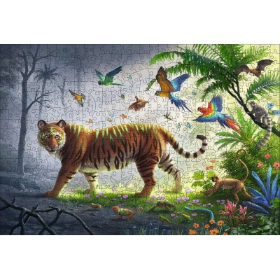 Ravensburger-17514 Puzzle en bois - Tigre dans la Jungle