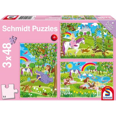 Schmidt-Spiele-56225 3 Puzzles - Princesses