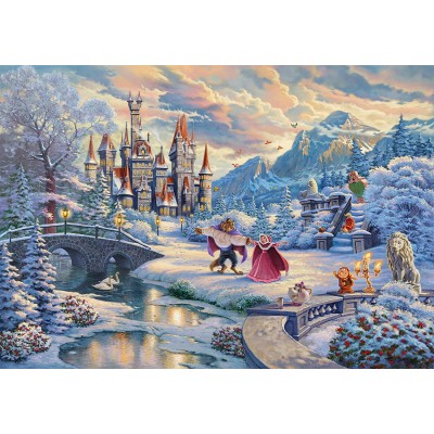 Schmidt-Spiele-59671 Thomas Kinkade Disney - Beauty and the Beast, Magical Winter Evening