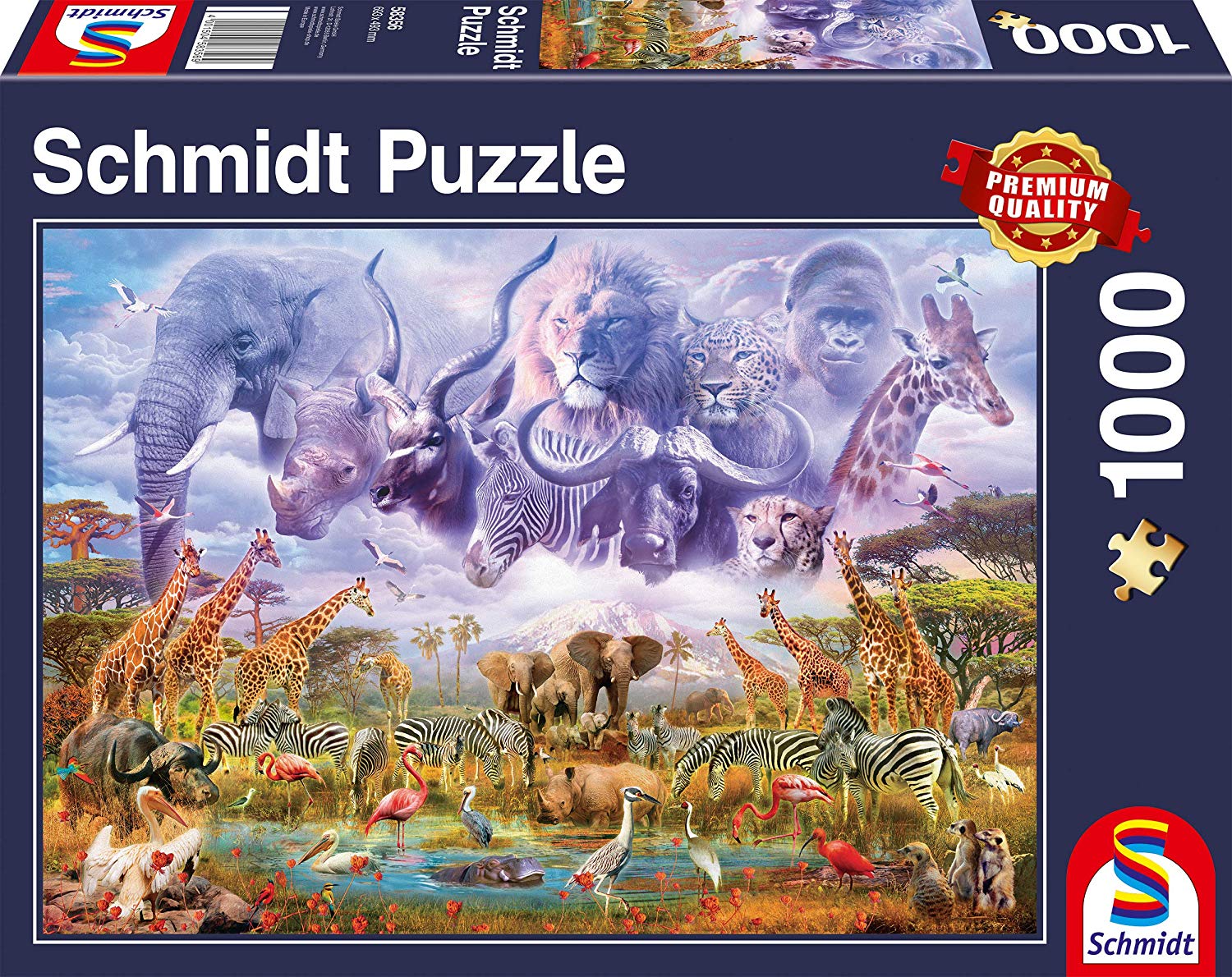 Schmidt - Puzzle 1000 pièces - Animaux sauvages au clair de lune