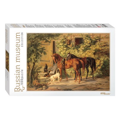 Step-Puzzle-79214 Russian Museum - Adam Albrecht. Horses at the Porch
