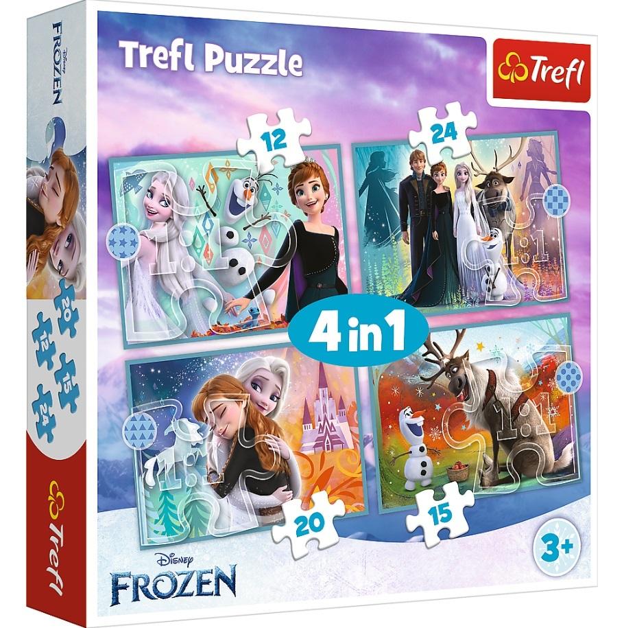 4 Puzzles - La Reine des Neiges Trefl-34381 12 pièces Puzzles - Princes et  Princesses