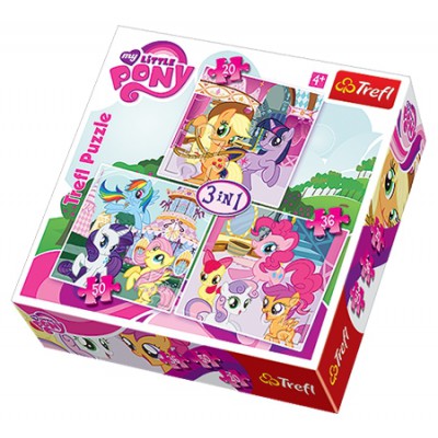 Trefl-34190 3 Puzzles - My Little Pony