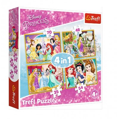 Trefl-34309 4 in 1 - Happy Day of Princesses