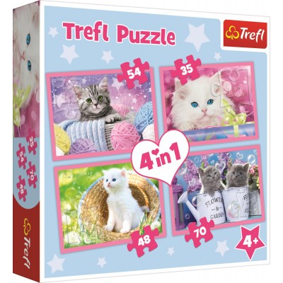 Trefl-34330 4 Puzzles - Chatons