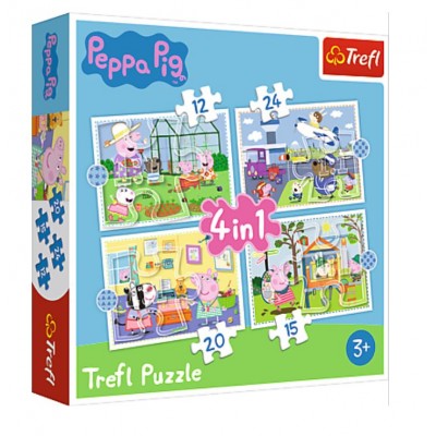 Trefl-34359 4 in 1 - Holiday reccolection - Peppa Pig