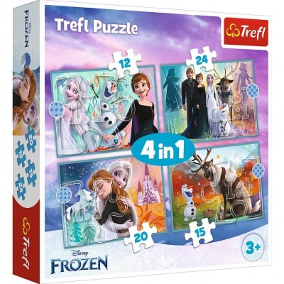 Trefl-34381 4 Puzzles - La Reine des Neiges