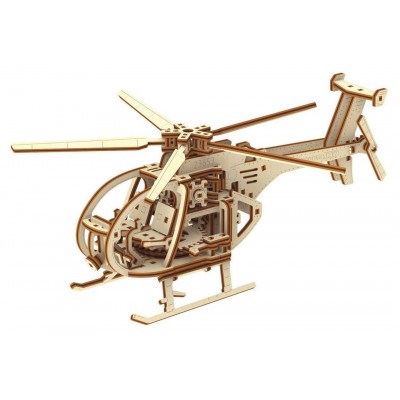 Wooden-City-WR344 Puzzle 3D en Bois - Hélicoptère