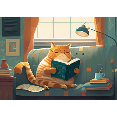 Yazz-3827 Cat & Books